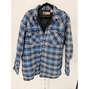 Big Mac Workwear Mnes Sz XLT Pearl Snap Shacket Jacket Blue Plaid